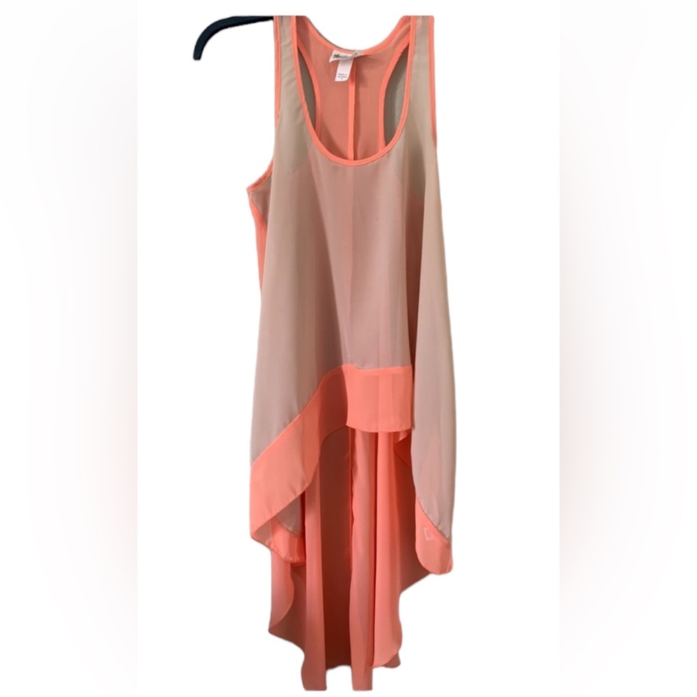Pretty Rebellious Cream&Peach/Orange Racerback High Low Long Top NWOT Size M